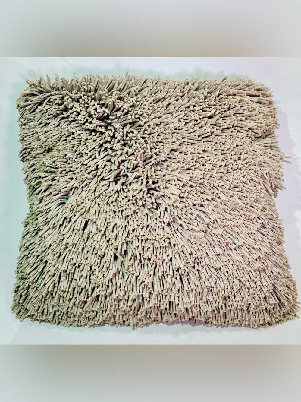 Vintage Large 24 x 24in Shaggy Putty Grey/Beige Pillow